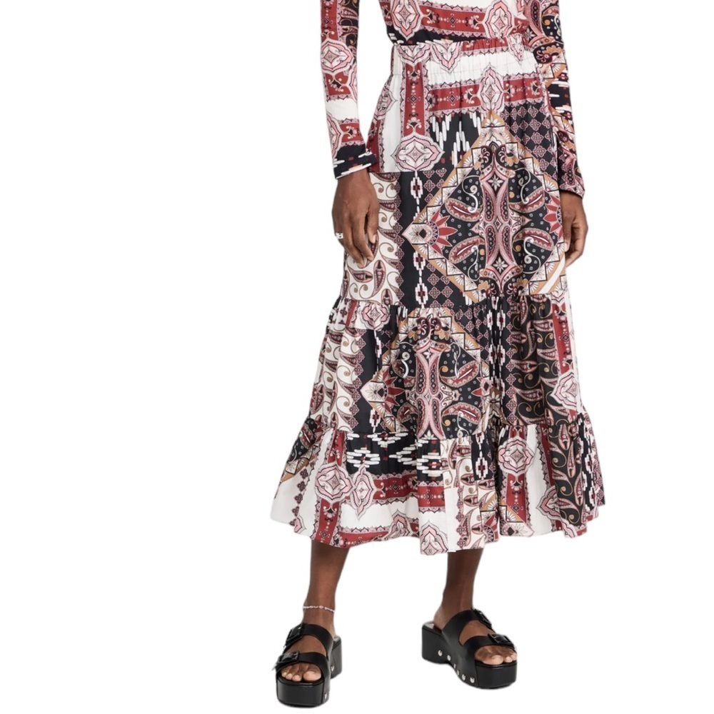 Cara Cara Patchwork Midi Skirt Sz S‎